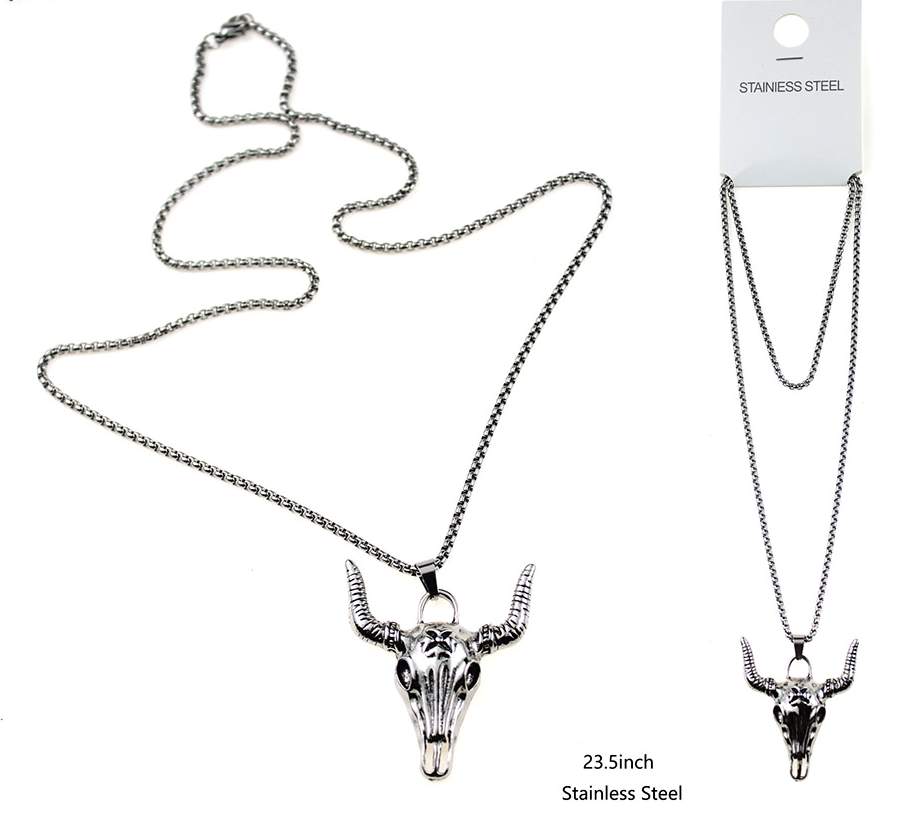 Wholesale Stainless Steel Bull Head Necklace