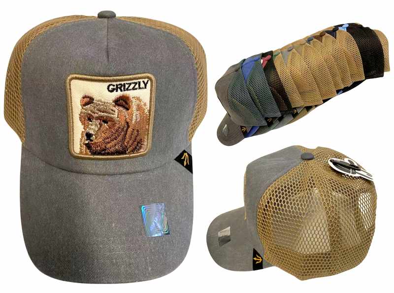 Wholesale Mesh Snapback Trucker HAT Embroidered Patch ''Grizzly''