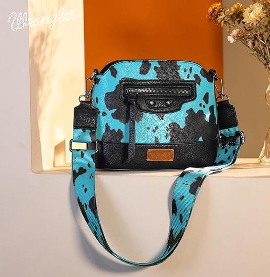 Wrangler Zippered Cow Print Crossbody BAG