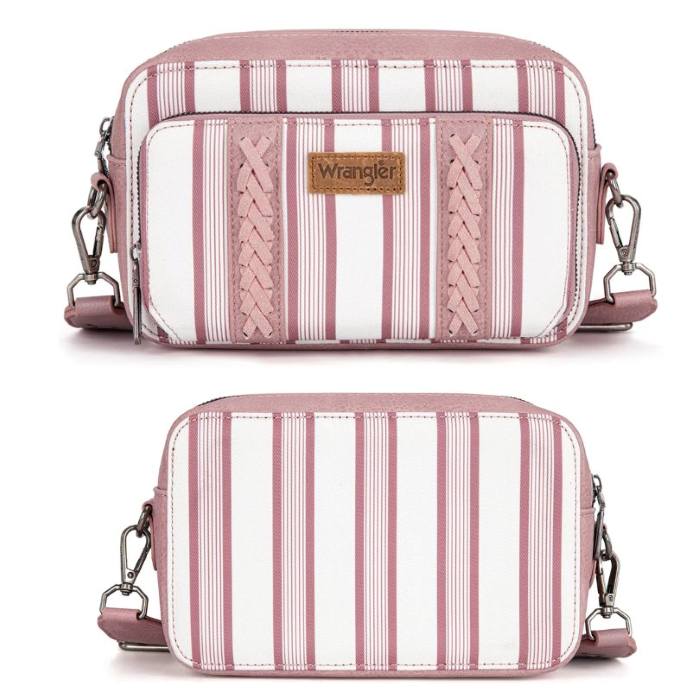 Wrangler Stripe Printed Crossbody Purse With WALLET Compartment