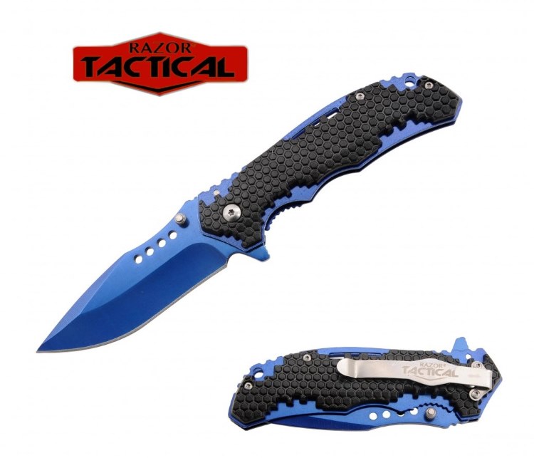 Honey Comb / Blue Blade Assisted Knife w/ABS Handle