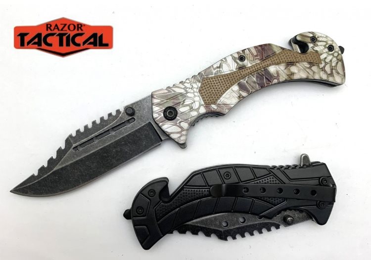 Snow Camo Assist Knife ABS Handle