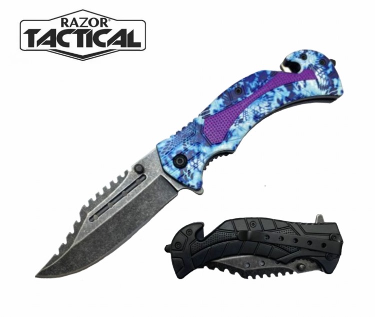 Pink Camo Assist Knife ABS Handle