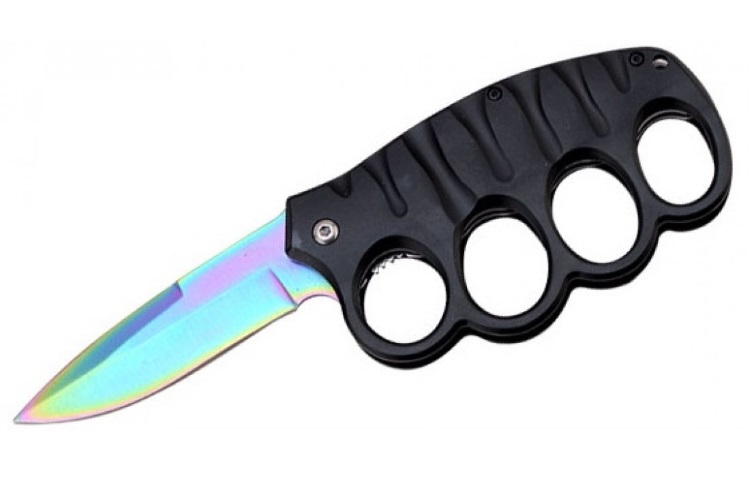 4.5'' Spring-Assist Finger Guard Knife - RAINBOW