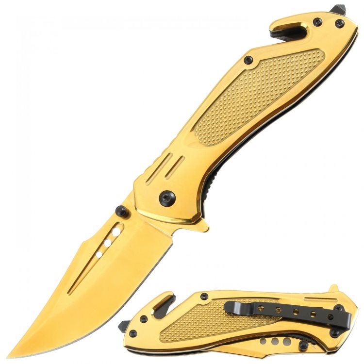 Assisted Knife Golden Titanium Handle