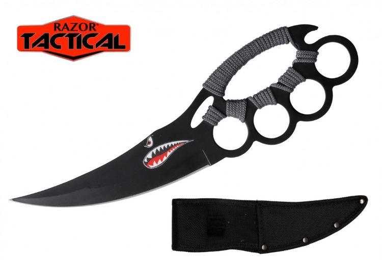 Hunting Knife 12'' Overall, Finger Guards with Sheath