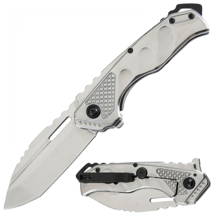 Assisted Knife Silver Titanium Handle, 4.75'' closed