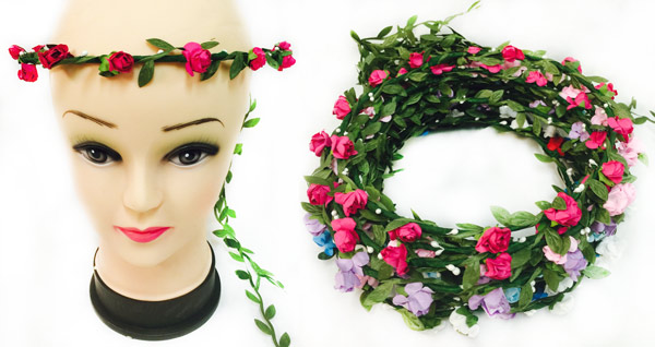 Wholesale Rose FLOWER Halo with Branch Pony Tail