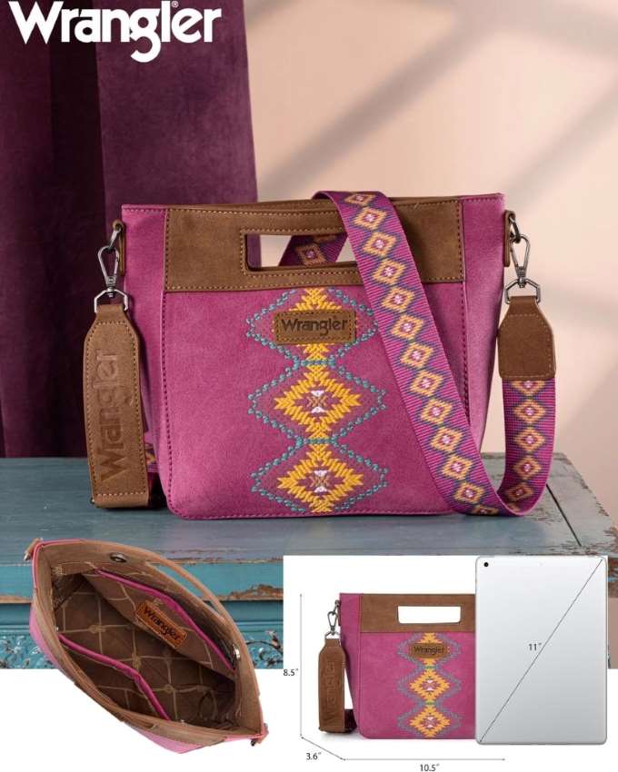 Wrangler Aztec Embroidered Crossbody BAG Hot Pink