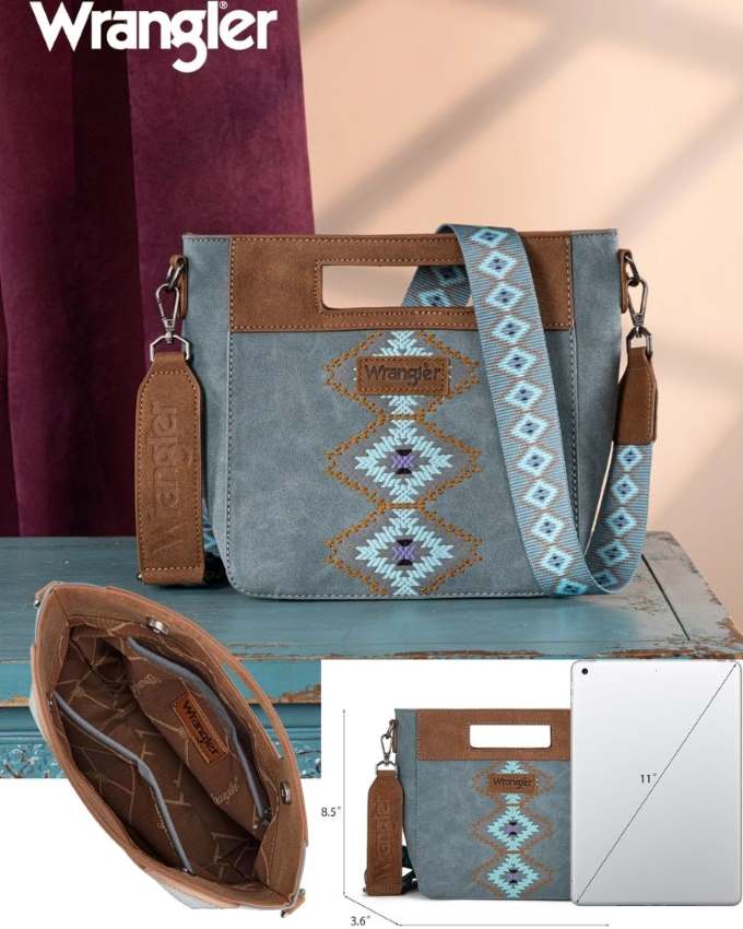 Wrangler Aztec Embroidered Crossbody BAG Jean