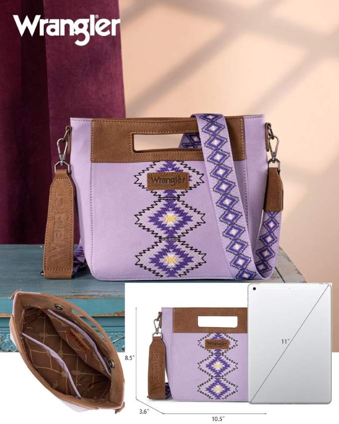 Wrangler Aztec Embroidered Crossbody BAG Purple