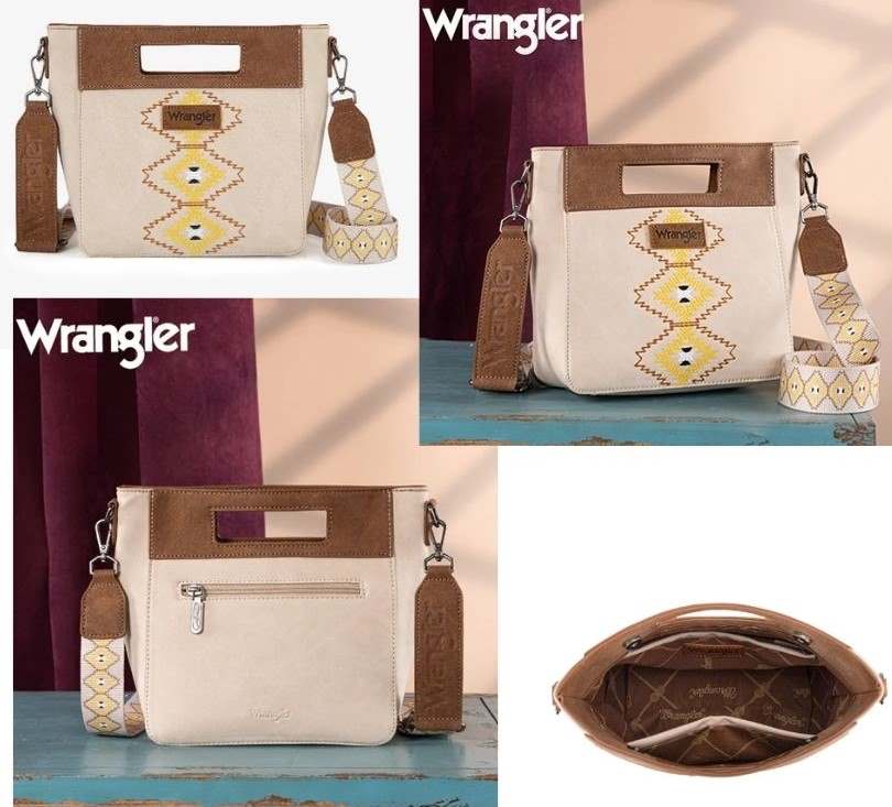 Wrangler Aztec Embroidered Crossbody BAG Beige