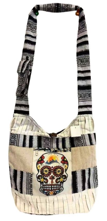 Wholesale handmade Cotton Nepal Bag Sugar SKULL With Sun