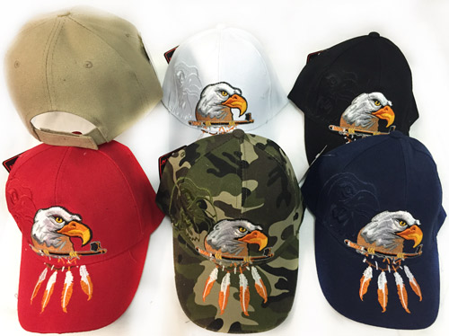 Wholesale Adjustable BASEBALL Hat Eagle with Hanging Feather