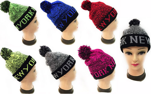 Wholesale Winter Knitted Beanie HAT New York Assorted Colors