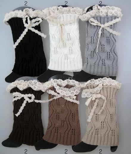 Wholesale Knitted BOOT toppers leg warmers with Lacey Bows