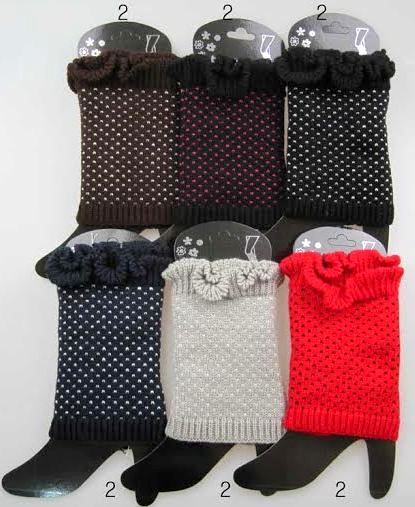 Wholesale Knitted BOOT Toppers Leg Warmers with Dots Assorted