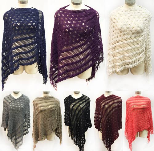 Wholesale Knitted Multi Pattern PONCHO Assorted