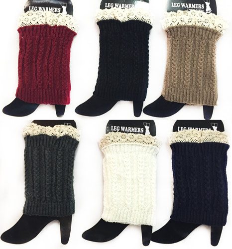 Wholesale Braid Knitted Solid Color BOOT Topper Leg Warmer Lace