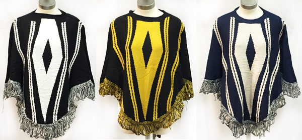 Wholesale Knitted PONCHO with Fringe Assorted