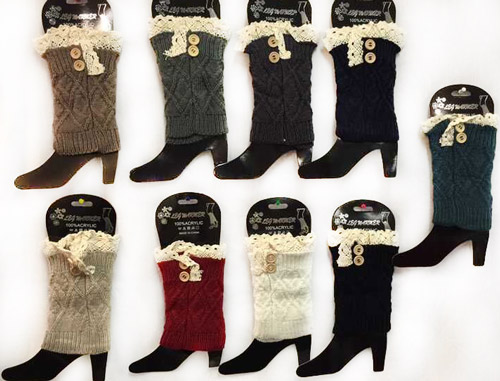 Wholesale Knitted BOOT Topper with Buttons Lace Leg Warmer