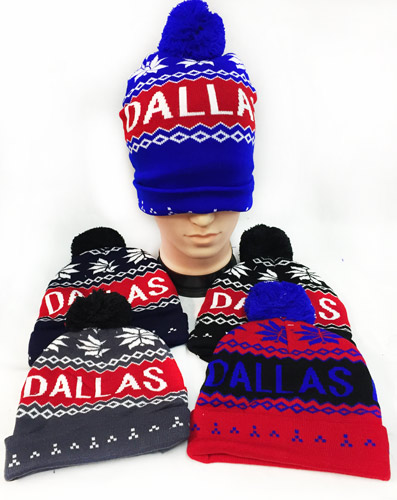 Wholesale Knitted Pompom Dallas Winter Beanie HATs