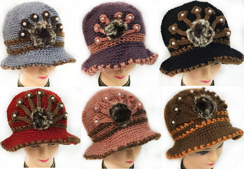 Wholesale Knitted Winter Lady HATs with Fur Ball Design