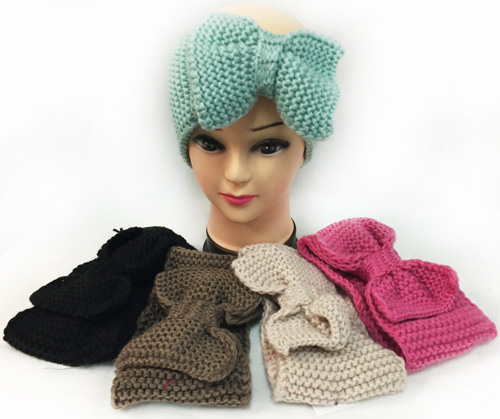 Wholesale Knitted Large Bow Solid Color HEADBANDs Assorted