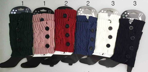 Wholesale Knitted BOOT Topper Crochet with 3 Big Buttons