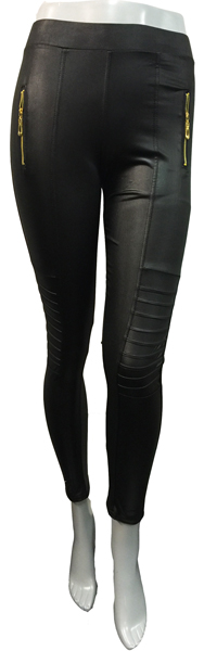 Wholesale Faux Leather LEGGING with Pockets and Zippers