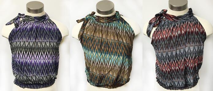 Wholesale Muticolor Chevron TOP with Ties