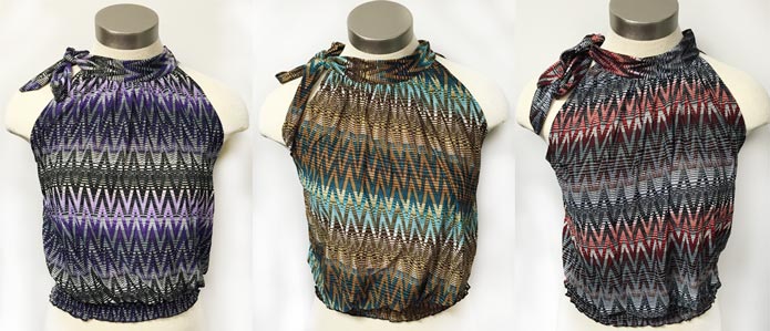 Wholesale Muticolor Chevron Top with Ties