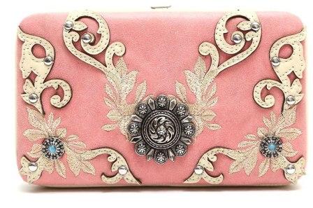 Wholesale Embroidery WESTERN Wallet Peach