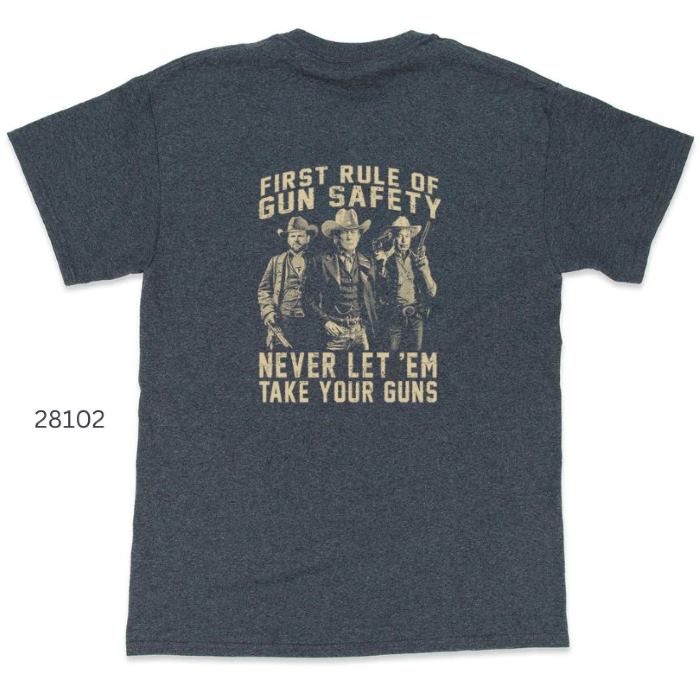 Wholesale TRUMP T-shirt First Rule Of Gun Safety Dark Heather