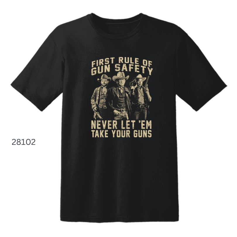 Wholesale TRUMP T-shirt First Rule Of Gun Safety Black