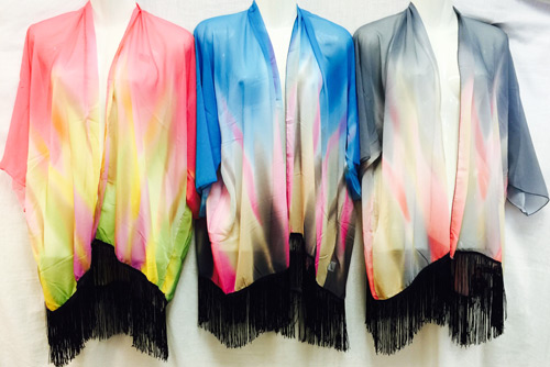 Wholesale Tie Dye Color Effect Beach COVER Up with Fringes