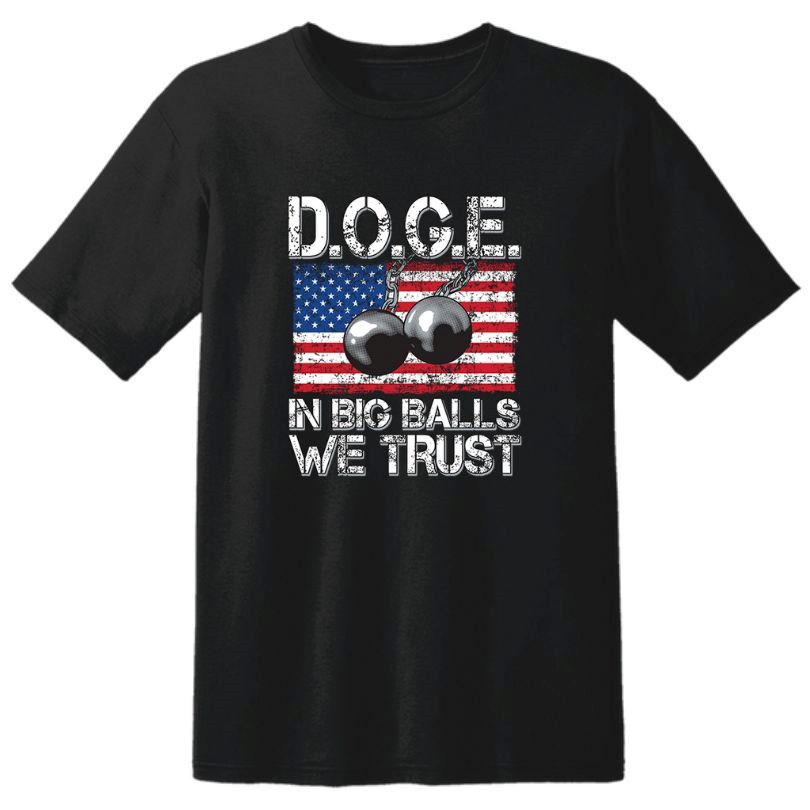 Wholesale Trump T-SHIRT DOGE In Big Balls We Trust Black