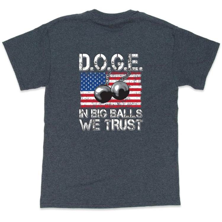 Wholesale Trump T-SHIRT DOGE In Big Balls We Trust Dark Heather