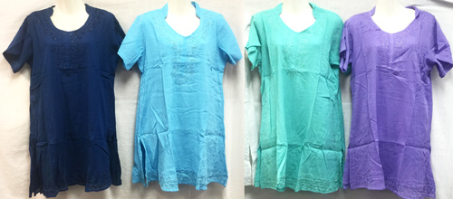 Wholesale Solid Color Indian Dress TOP with Embrodiery