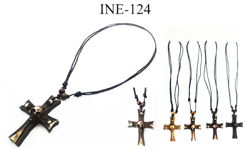 Wholesale Adjustable Length Necklace with Cross & SKULL Bones