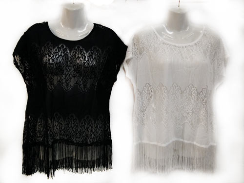 Wholesale Crochet Lace Top with Long Fringes Assorted Sizes