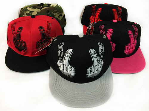 Wholesale Snap Back Flat Bill Middle Fingers Assorted Colors