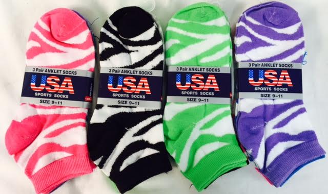 Wholesale Women's SOCKS Zebra Stripe Light Color