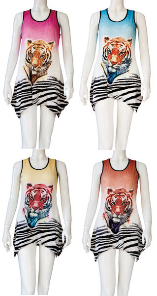 Wholesale Rhinestone Tiger Print Tank Top SHIRT