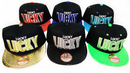 Wholesale Snap Back Flat Bill LUCKY Assorted Colors
