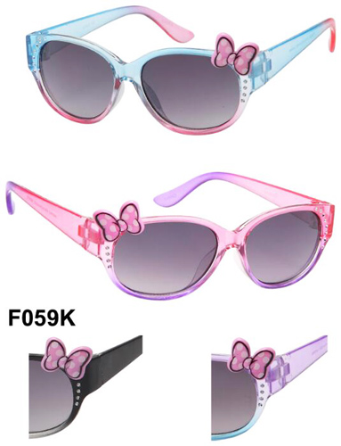 Wholesale Kids Sunglasses Translucent Rhinestone FRAME with Bow
