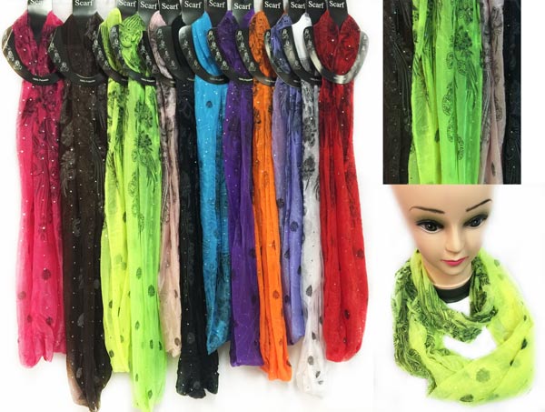 Wholesale Light Weight Infinity Circle Scarves Flower SEQUINs