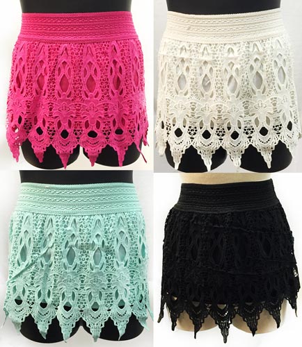 Wholesale Solid Color Crochet SKIRTs with Fringes Assorted Sizes