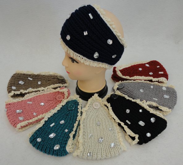 Wholesale Knitted HEADBANDs CROCHET with Mixed Shape Rhinestones