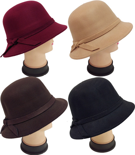 Wholesale Women Lady Cloche HAT with HAT Band Assorted Colors